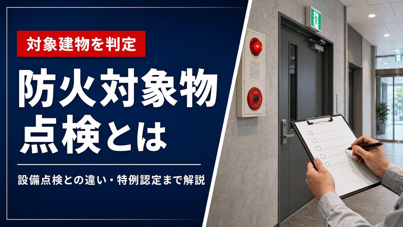 防火対象物点検とは|対象建物・設備点検との違い・特例認定を解説