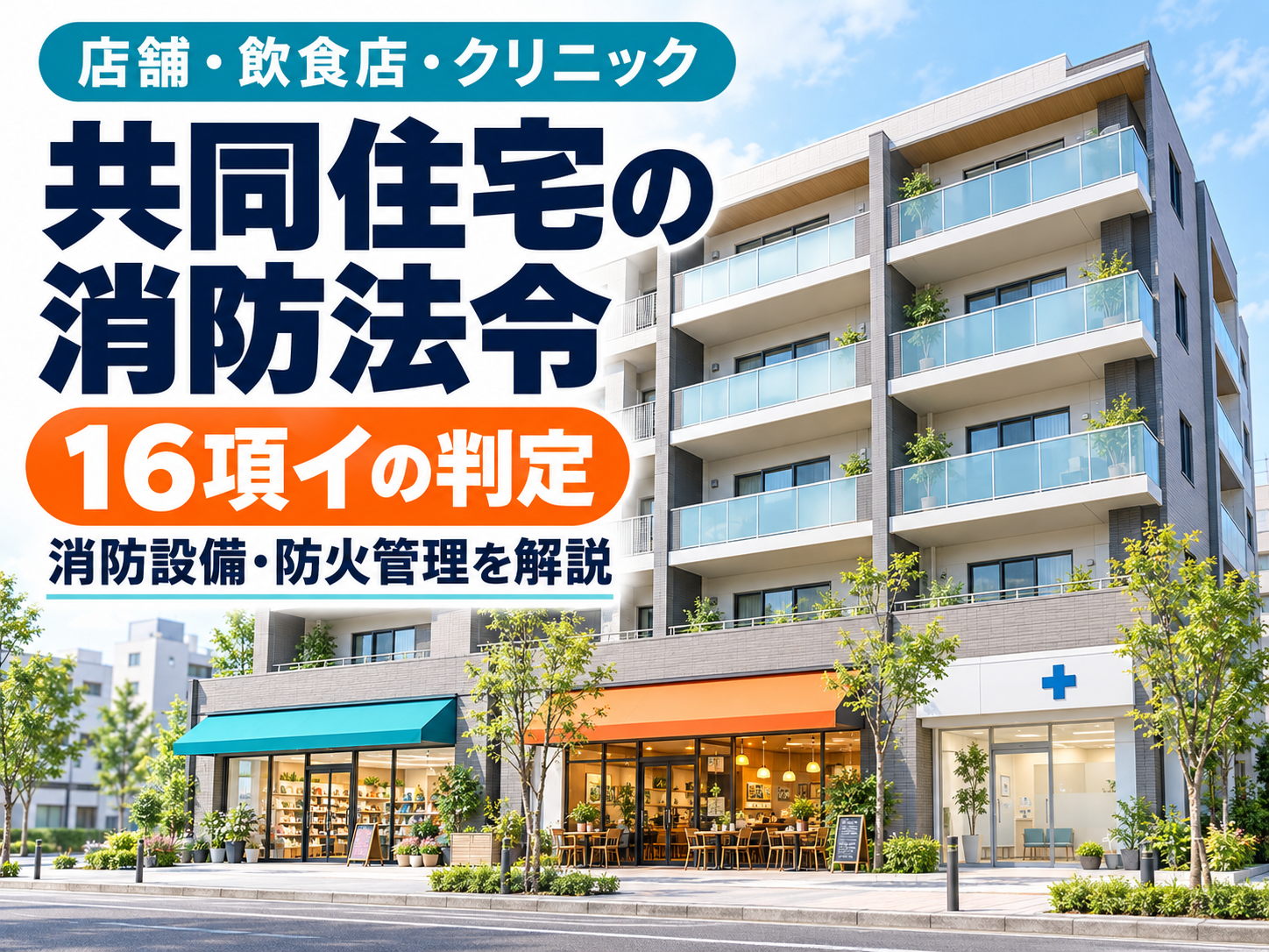 店舗・飲食店・クリニックが入る共同住宅の消防法令｜16項イの判定・設備・防火管理を解説